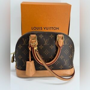 Louis Vuitton Alma Monogram Shoulder Bag BB Brown Canvas